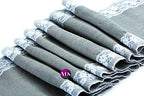 VDS Pack of 5, Burlap Table Runner with White Lace Edge, 100% Natural Jute Rustic Hessian Table Cloth Centerpiece for Wedding Birthday Party Banquet Table Decoration (Size 12X108 Inch)(Silver Grey) - Image 2