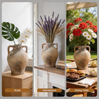 Ceramic Flower Vase, 8.7" Rustic Farmhouse Table Vase, Decorative Pottery Vase with Glazed Interior for Fresh Flowers, Eucalyptus, Entryway, Kitchen, Shelf and Bedroom Decor - Image 6
