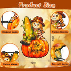 Thanksgiving Garden Flag, Scarecrow Boy & Girl Shape, 12x18 In - Image 2