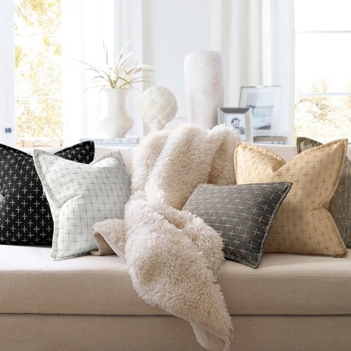 ZWJD Pillow Covers 22x22 Set of 2 Soft Polyester Textured Pillow Covers with Stylish Flange Edge Cozy Farmhouse Throw Pillows for Couch Bed Sofa Living Room - Image 6