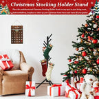 Christmas Stocking Holder Stand, Wooden Christmas Hangers Stand for Hanging Christmas Stocking, 8 Hooks Black - Image 2
