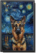 Metal Sign Tin Sign Vintage Wall Art German Shepherd Starry Night Shepherd Loyal Shepherd in A Night Sky for Home Farm and Seasonal Displays Rustproof Aluminum 12×16 Inches with Metal Frame by YmyooForTinSign