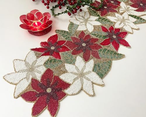 Handmade Table Runner, Floral Spring Beaded Table Runner, 13x36 inch - Image 2