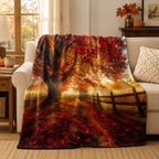Red Maple Forest Flannel Blanket, 80X60in - Image 4