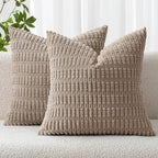 MIULEE Euro Sham Corduroy Decorative Throw Pillow Covers 24x24 Light Brown by MIULEE