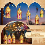 Mumufy 6 Pcs Moroccan Lanterns Ramadan Lantern Eid Mubarak Decoration,Gold - Image 6