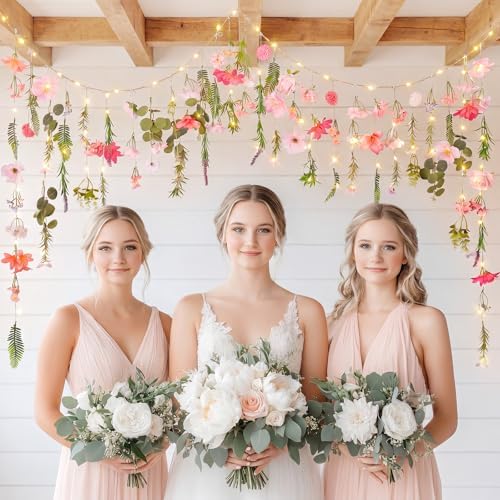 Suncalla 5.6 ft Wildflowers Hanging Garlands with LED Lights Artificial Flower Wall Decor Fake Rustic Floral Vines Rose Eucalyptus Daisy Backdrop Set for Ceiling Farmhouse Wedding Home Garden(Cute) - Image 4