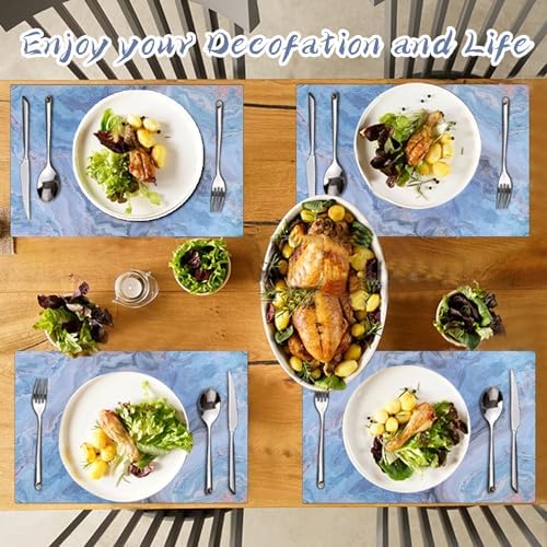Marble Faux Leather Placemats Set of 4 - Heat Resistant Placemats for Dinner Table, Non-Slip Waterproof Oil-Proof Washable Reusable Placemat for Indoor Outdoor Kitchen Decor, 15.75In*11.81In - Image 4