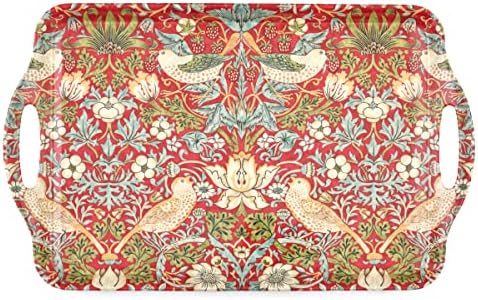 Pimpernel Morris & Co Strawberry Thief Red Large Handled Tray | Serving Tray for Lunch, Coffee, or Breakfast | Made of Melamine for Indoor and Outdoor use | Measures 18.9" x 11.6" | Dishwasher Safe - Image 3