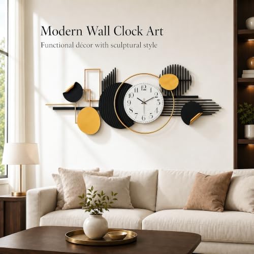 39" Modern Large Wall Clock Decorative Metal Art for Living Room - Image 4