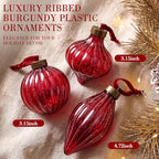 Civaner 9 Pcs Vintage Neutral Christmas Ball Ornaments, Burgundy - Image 4