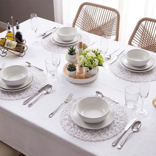 Threehoney Paper Braided Round Placemats, Set of 36, White, 13 in - Image 5