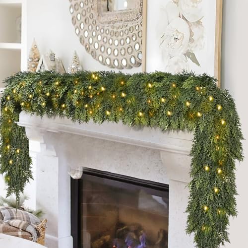 6FT Cedar Christmas Garland with Light, Extra Full Artificial Cedar Garland with 840 Tips, LED Lights with 8 Modes, Holiday Garland for Mantel, Staircase, Doorway - Image 6