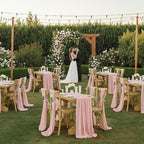 MDS Pack of 15 | Dusty Rose | 14ft Chiffon Table Runner 29x170 Inches Long Romantic Rustic Sheer Gauze Runner for Wedding Bridal Shower Birthday Banquets Engagement Spring Easter Boho Decorations - Image 2