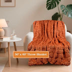 Fall Halloween Pumpkin Throw Blanket - Rust Red Autumn Decor for Couch Bed - Image 2