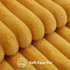 decorUhome Fall Faux Fur Throw Pillow Covers 26x26 Set of 2 Mustard Yellow - Image 2