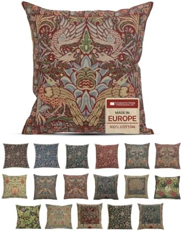 William Morris Peacock and Dragon Red Tapestry Throw Pillow Cover 16 x 16in by CCharlotteHomeFurnishings