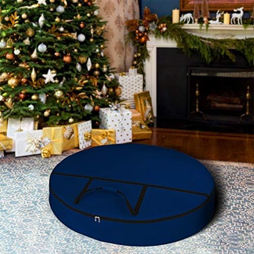 Covers & All Christmas Wreath Storage Bag 18 Oz with Carrying Handle & Dual Zipper - 100% Water Resistant Durable Material Storage Bag - Holiday Xmas Tear Resistant Bag (30" Dia x 7" H, Blue) by CoversAll