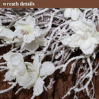 20 Inch White Flower Winter Wreath with Snow Flocked Twigs- Artificial Winter Wreaths for Front Door Porch Wall Window Porch Indoor Outdoor Decor Christmas Decorations (20") - Image 2