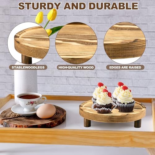 6PCS Wooden Risers for Display Wood Cake Stand for Party Round Food Risers for Buffet Wooden Holder Rustic Riser for Decor Tiered Tray Decor Home Kitchen (Light Brown, 6 PCS (8”, 6”, 5”)) - Image 3