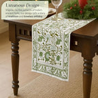 CPC Agate Green Block Print Cotton Table Runner 16x90 Inch Long Runner - Image 6