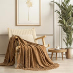 EverGrace Chenille Knit Throw Blanket for Couch, 60"x80", Warm Beige by EVERGRACE