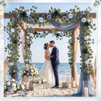 6 Pack Blue Eucalyptus Flower Garland Total 35.4 ft - Image 4