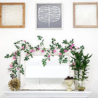 FiveSeasonStuff Fuchsia Pink Wild Rose Vine Garland, Two Faux Silk Floral Garlands with Greenery, Bendable Decorative Vines 12 ft Total - Image 3