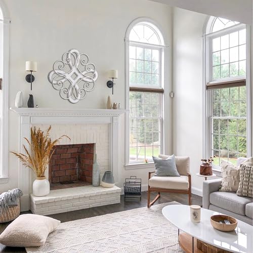 Sintosin Vintage Wrought Iron Wall Decor 22 Inch, Distressed White - Image 4