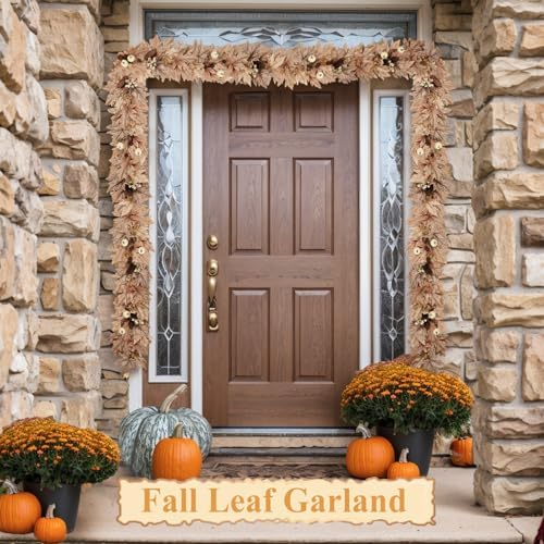 6 FT Lighted Fall Garland with Lights Autumn Automatic ON/Off Timer - Image 6