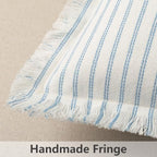 ZWJD Throw Pillow Covers 18x18 Set of 2 Striped Pillow Covers with Fringe Chic Cotton Decorative Pillows Square Cushion Covers for Sofa Couch Bed Living Room Farmhouse Decor (Light Blue) - Image 6