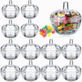 Tanlade 12 Pcs Glass Pumpkin Candy Jar Thanksgiving Candy Bowl Jars with Lids Pumpkin Container with Cover Transparent Target Glass Dish for Thanksgiving Home Party Wedding Decoration by Tanlade