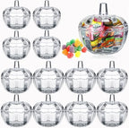 Tanlade 12 Pcs Glass Pumpkin Candy Jar Thanksgiving Candy Bowl Jars with Lids Pumpkin Container with Cover Transparent Target Glass Dish for Thanksgiving Home Party Wedding Decoration by Tanlade