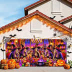 7x16FT Halloween Witch Garage Door Banner Skeleton Witch Happy Hallowen Garage Door Cover Decoration for Hallowen Decoration - Image 2