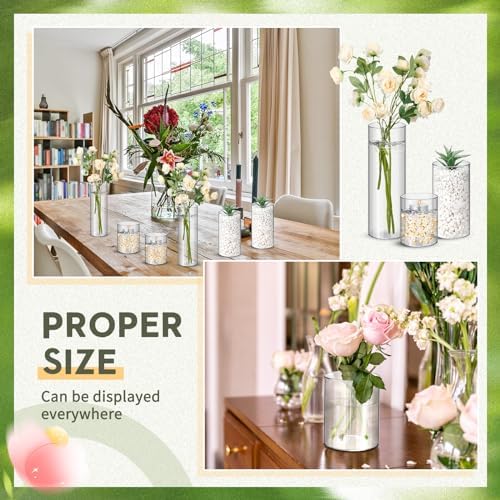 Nuogo 24 Pcs Plastic Cylinder Vases for Centerpieces 4''/6''/8'' Modern - Image 5