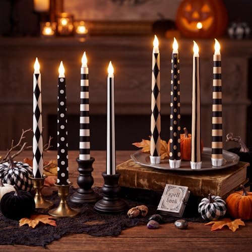 Lounsweer 8 Pcs Halloween Flameless Taper Candles, 10.91 in LED Home Decor by Lounsweer