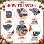 Christmas Garage Door Banner 157.5 x 70.9 in, Snowy Winter Forest Christmas Garage Door Cover with Christmas Tree Deer Cabin Scene, Holiday Outdoor Decorations for Home Yard, Includes 393.7 in Rope and 10 Reinforced Grommets - Image 5