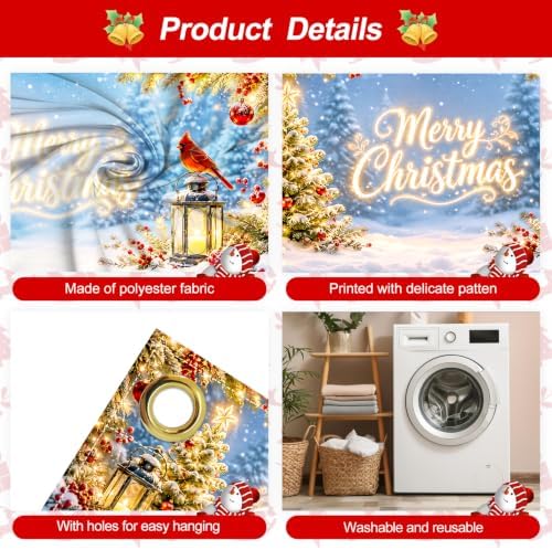 7x16FT Merry Chrismas Garage Door Banner Gingerbread Deer Snowman Santa Claus Winter Garage Door Cover Decoration for Chrismas Outdoor Decoration - Image 3