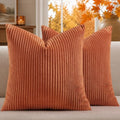 Mecatny Corduroy Fall Decorative Throw Pillow Covers 26x26 Set of 2 Rust by Mecatny