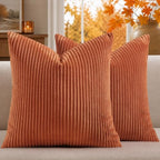 Mecatny Corduroy Fall Decorative Throw Pillow Covers 26x26 Set of 2 Rust by Mecatny