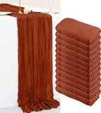 12 Pack Cheesecloth Table Runner, 35x120 Inch Terracotta Table Runners Rustic Burnt Orange Cheese Cloth Boho Gauze Semi-Sheer Runner for Wedding Baby Shower Christmas Home Decor by PWDAN
