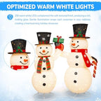 Hykolity 3.7 FT Collapsible Pop-Up 3D Lighted Snowman Family Set of 3, Outdoor Christmas Snowman Decorations with 250 Warm White LED Lights for Yard, Lawn and Porch - Image 3