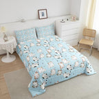 Erosebridal Cat Duvet Insert King, Kawaii Garfield Cat Bedding Set for Kids Boys Girls, Paw Print Love Heart Comforter Set, Cartoon Animals Soft Quilt 3 Pieces, Blue - Image 3
