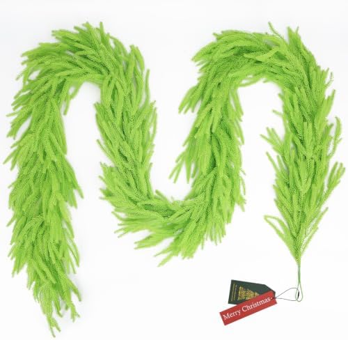 N&T NIETING 9FT Christmas Garland Norfolk Pine Garland Real Touch Artificial Christmas Lime Green Xmas Garland for Mantle,Table Holiday Fireplace Staircase Indoor Outdoor Christmas Decorations - Image 7