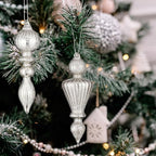 Mifoci 8 Pcs 6 Inch Mercury Glass Finial Christmas Ornaments, Silver - Image 6