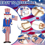 3FT Patriotic Uncle Sam Porch Sign 4th of July Wooden Door Decor, Large 250th Anniversary Memorial Day Front Door Decoration with USA Flag, Leaning or Hanging Outdoor Entryway Porch Decor - Image 5