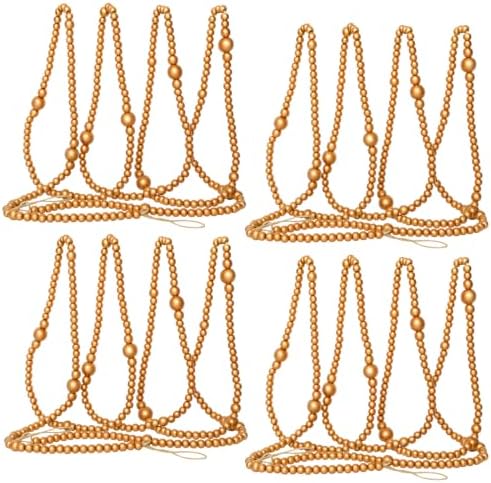 48 FT Gold Christmas Wood Bead Garland, 4-Pack Farmhouse Tree Decor by Unknown