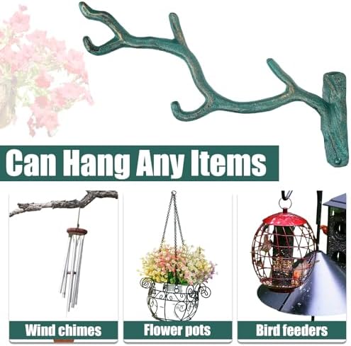 Blulu 2 Pcs Cast Iron Plant Hanger Wall Bracket Tree Branch, Bronze - Image 4