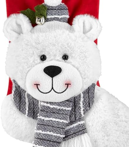 Let's Make Memories Personalized Christmas Stocking - Christmas Decor - Plush Stockings for Family and Kids with Embroidered Names - Polar Bear - Image 2