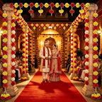 Marigold Garland Hindu Diwali Wedding Toran Flower Hanging Pooja Decor 3PCS - Image 4